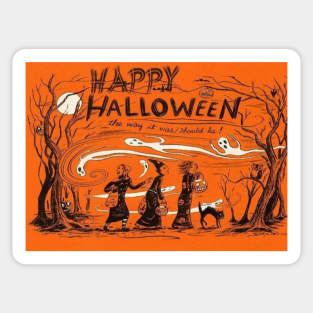 Retro Vintage "Happy Halloween" Spooky Season Trick or Treat Witches Sticker